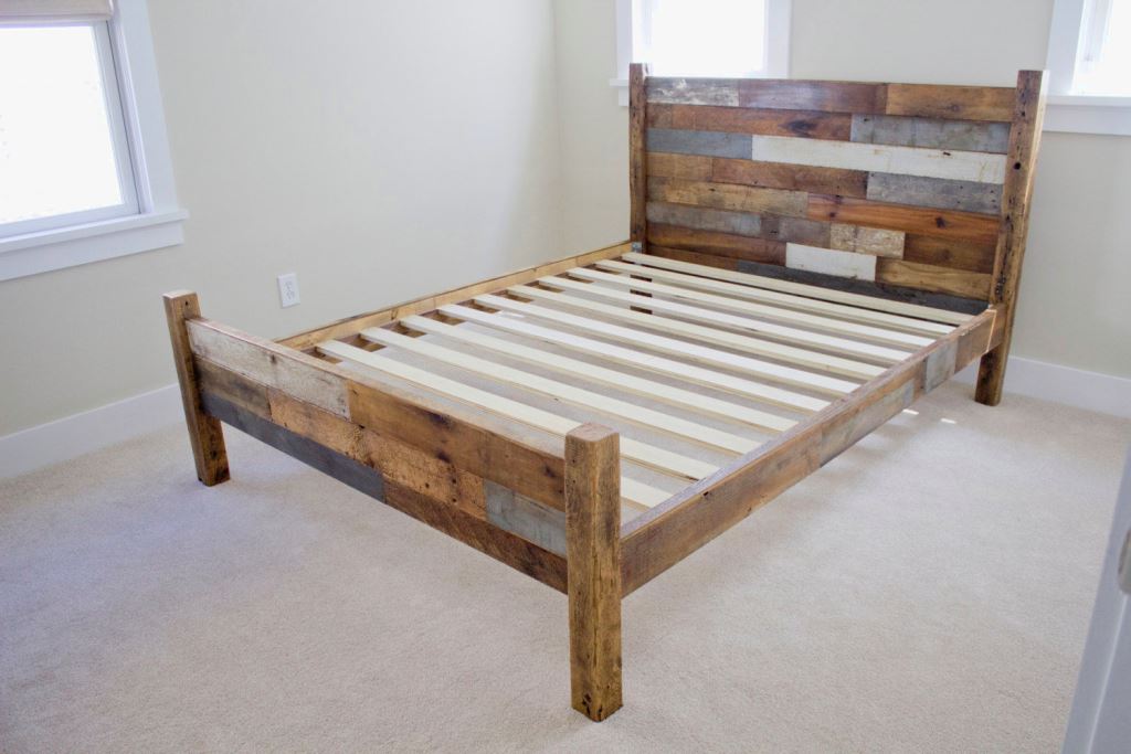 Elegant Full Size Wooden Bed Frame with Headboard