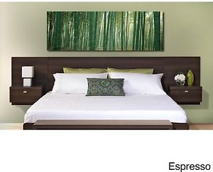 king headboard with built in nightstands image is loading floating-king-headboard-bedroom-espresso-finish-built-in- SNSTHMV