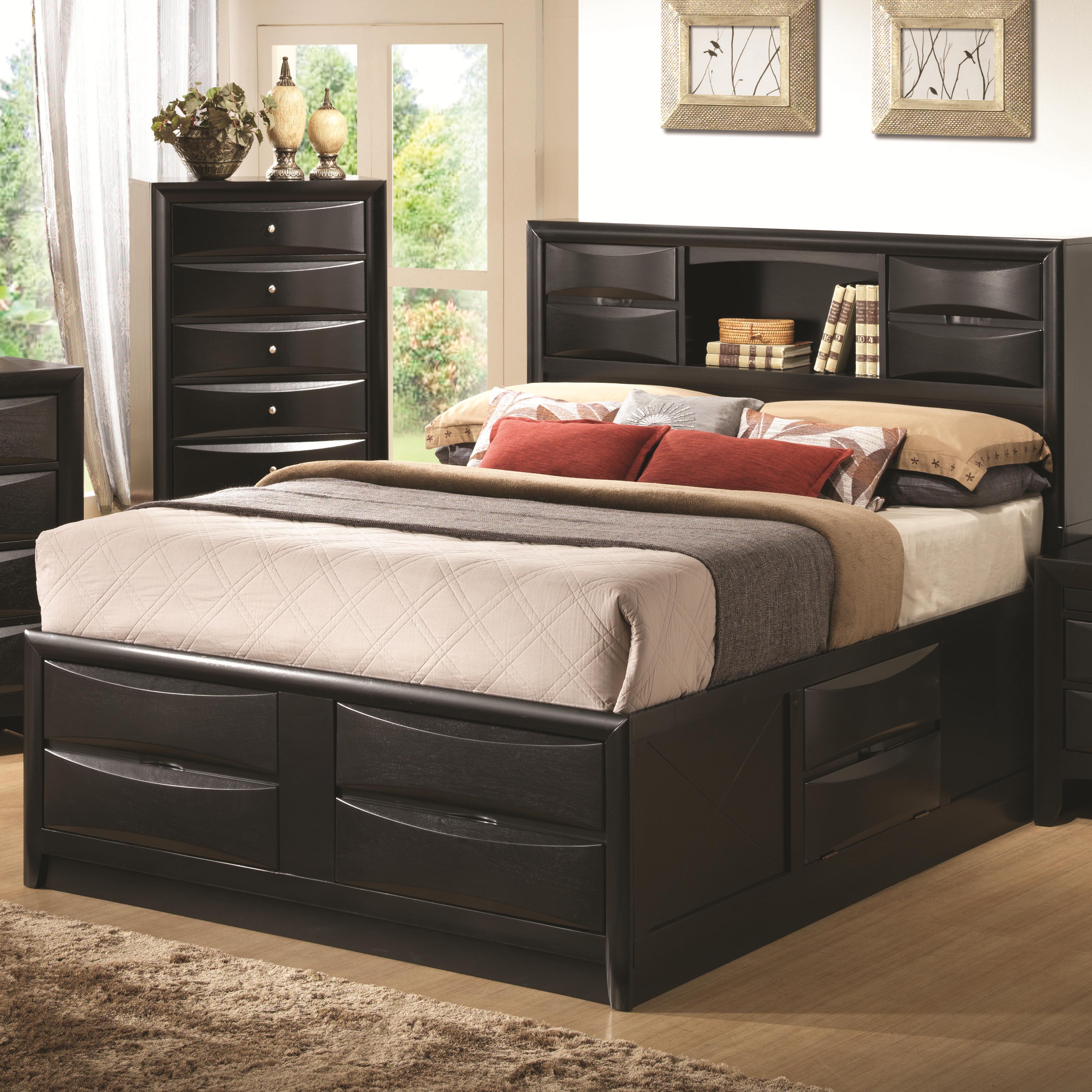 king storage bed with bookcase headboard coaster briana california king storage bed - item number: 202701kw JDLAHJZ