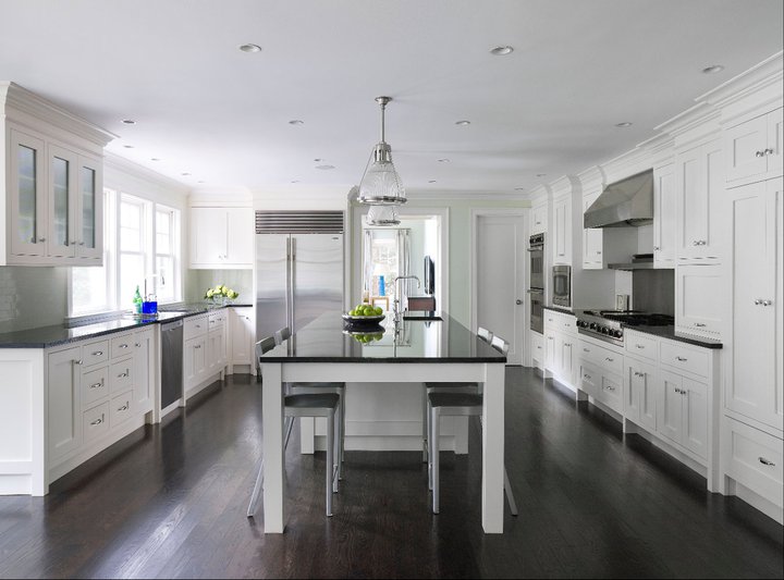 kitchens with white cabinets and dark floors white kitchen cabinets dark wood floors QFXPKJL