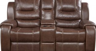 leather reclining loveseat with console veneto brown leather reclining console loveseat - leather loveseats (brown) IOGSSWC