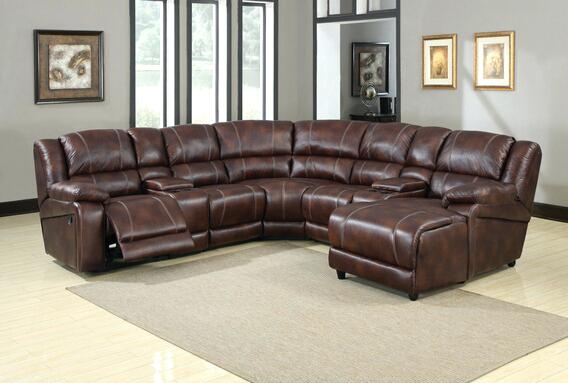 Lovely Leather Sectional Sofa with Chaise and Recliner