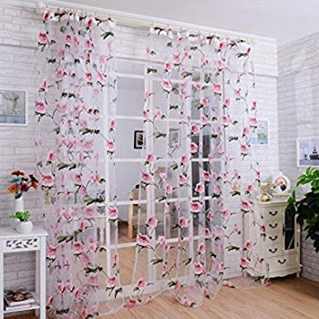 Printed Sheer Curtains dzt1968® 1pc white printed flower lace chiffon tulle sheer window KZNTTXO