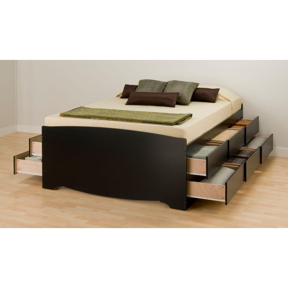 queen size platform bed frame with storage prepac queen wood storage bed-cbq-6212-k - the home depot PGEWDFI
