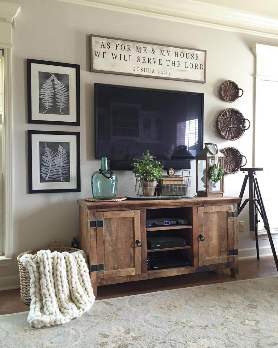 rustic wall decor ideas for living room rustic tv console cabinet IRNVHMS