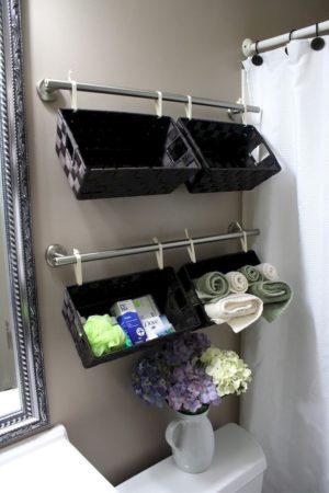 wall hanging baskets for bathroom storage install a set of towel bars on the wall behind RQZNPLV