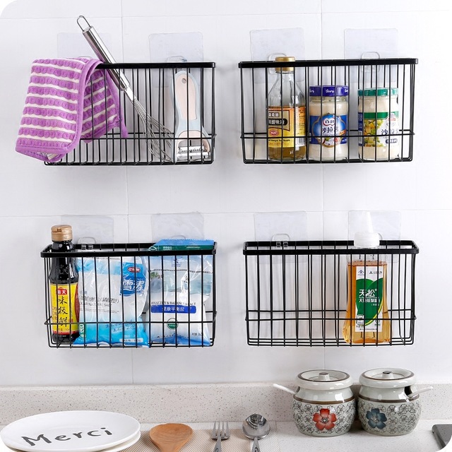 wall hanging baskets for bathroom storage iron kitchen storage basket sundries wall organizer rack kitchen seasoning NNOOYTQ