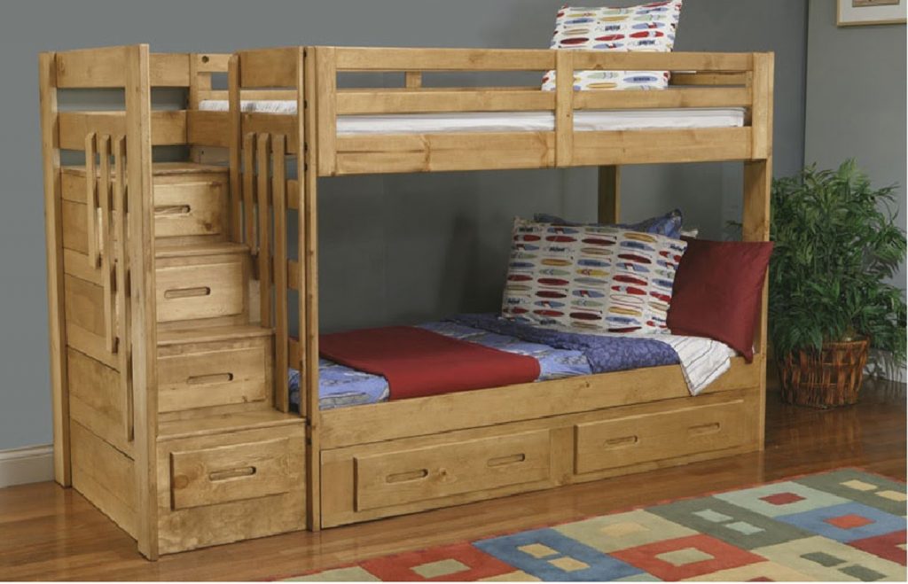 Wooden Bunk Beds With Stairs And