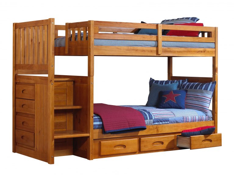 Wooden Bunk Beds With Stairs And