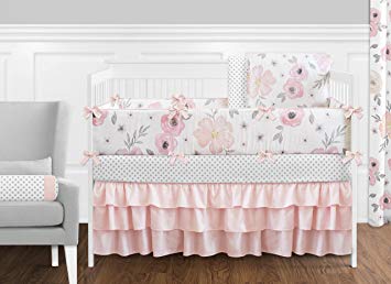 Amazon.com : Sweet Jojo Designs 9-Piece Blush Pink, Grey and White