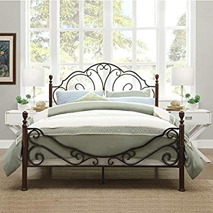 Amazon.com: LeAnn Graceful Scroll Bronze Iron Bed Frame (Full