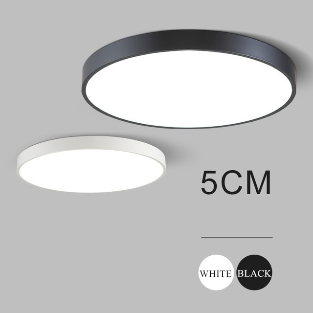 Ultra thin 5cm wrought iron ceiling lamps black/white modern led
