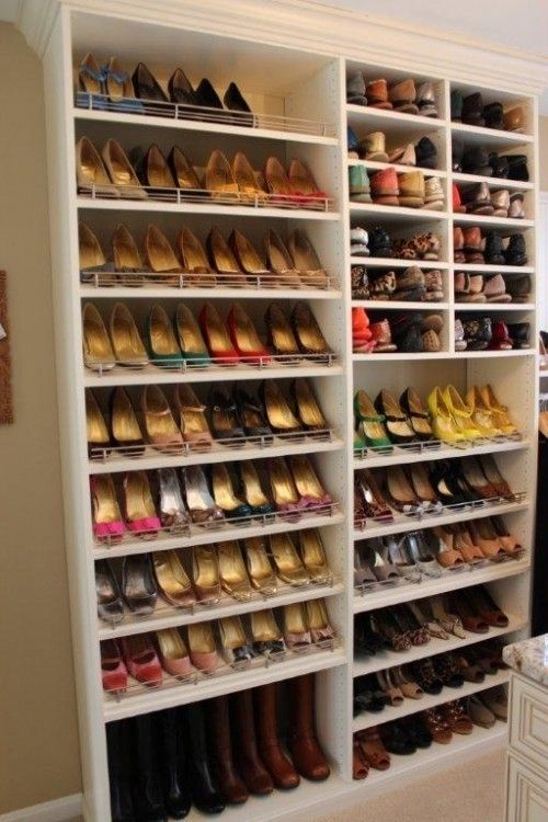 Different shelf heights for different kinds of shoes | Closet