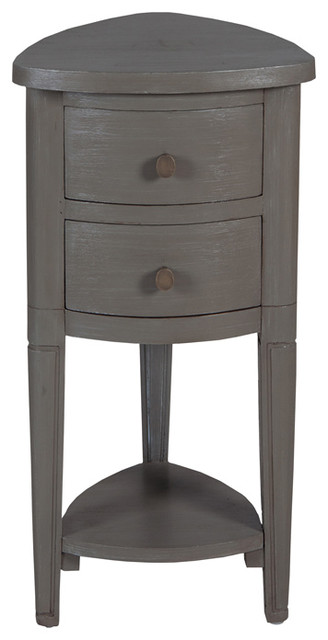 Gray Corner Accent Table With Drawer, 30