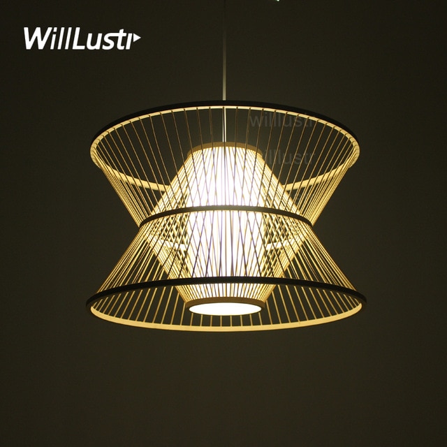 willlustr handmade bamboo pendant lamp wood suspension light modern