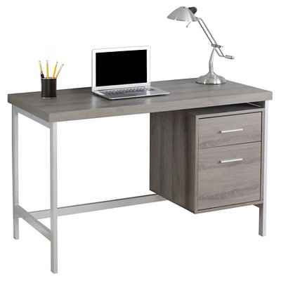 Computer Desk With Drawers - Silver Metal&Dark Taupe - EveryRoom