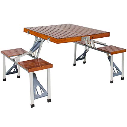 Amazon.com: Best Choice Products Wooden 4 Seat Folding Picnic Table