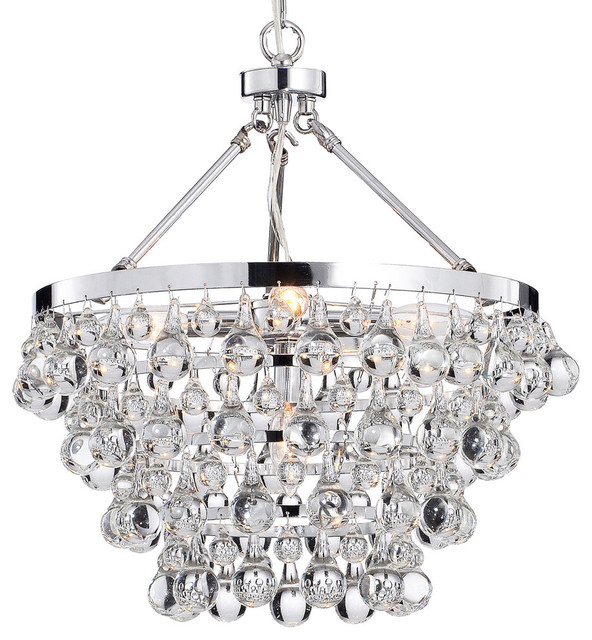 Crystal Glass 5-Light Luxury Chandelier, Chrome - Contemporary
