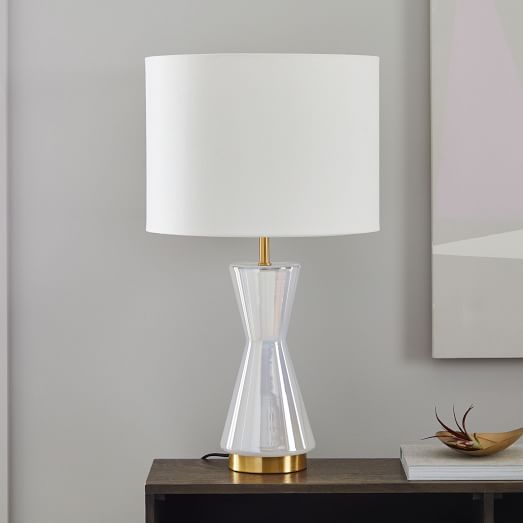 Metalized Glass Table Lamp + USB - Large (Pearl) | west elm