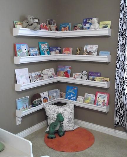 Rain Gutter Bookshelves | Children's Bookshelves | Playroom, Room, Home