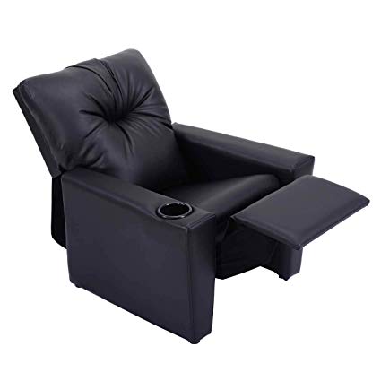 Amazon.com: Kids Recliner with Cup Holder Black Leather Sofa Chair