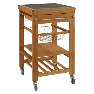 Kitchen Cart With Granite Top Wood/Natural - Linon Home Decor : Target