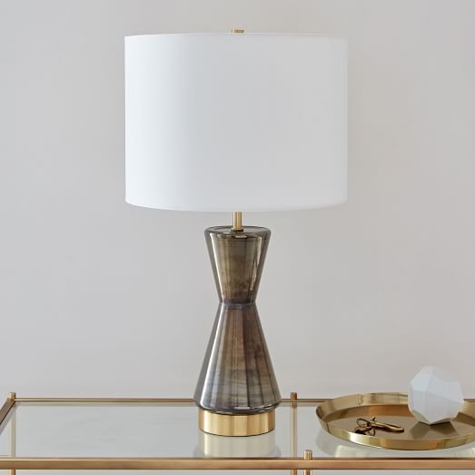 Metalized Glass Table Lamp + USB - Large (Gray) | west elm