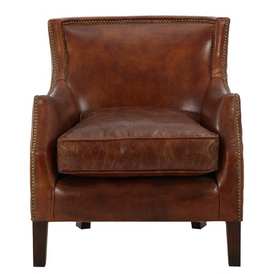 Njord Vintage Leather Club Chair - Light Brown - Christopher Knight