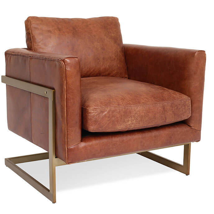 London Modern Cognac Leather Club Chair | Zin Home
