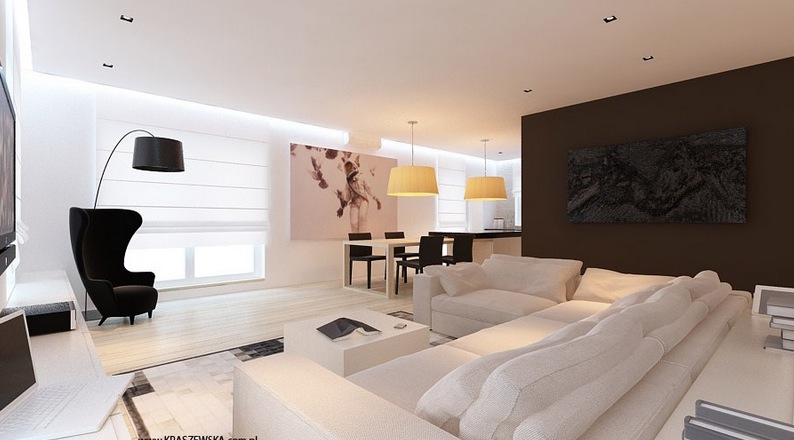 Brown white lounge decor | Interior Design Ideas.