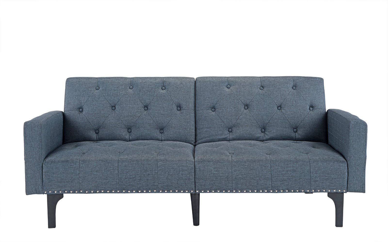 Modern Tufted Fabric Sleeper Sofa Bed with Nailhead Trim, Grey