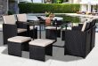 Giantex 9 PCS Black Patio Garden Rattan Wicker Sofa Set Modern