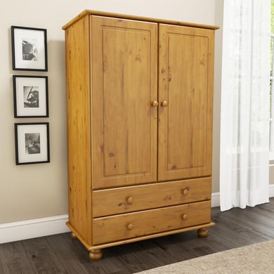 Hamilton 2 Door 2 Drawer Combi Short Wardrobe in Pine | Furniture123
