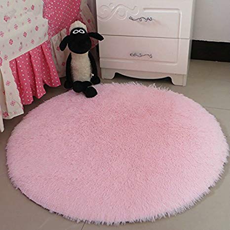 Amazon.com: Hoomy High-pile Fluffy Rugs Round Light Pink Floor Mat