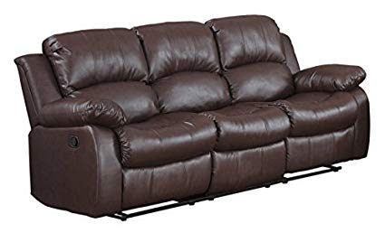 Amazon.com: Bonded Leather Double Recliner Sofa Living Room