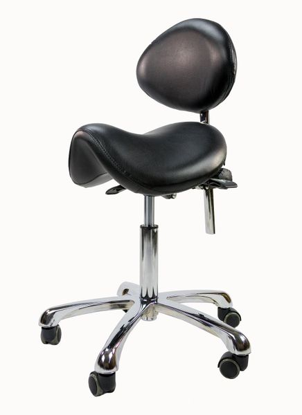 Spa Luxe Rolling Saddle Stool Chair with Back Support