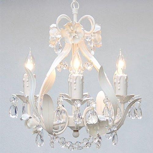 White Wrought Iron Floral Chandelier Crystal Flower Chandeliers