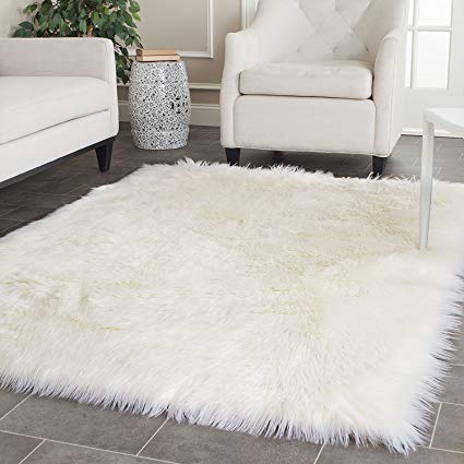 Amazon.com: OFLBA White Fux Sheepskin Rug Fur Blanket Area Shag Rug