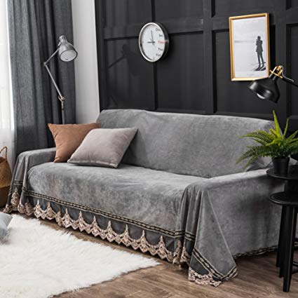 Amazon.com: Plush sofa slipcover,1-piece vintage lace suede couch