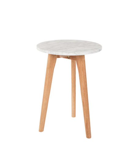 White Small Stone Side Table - Marble Contemporary Accessory