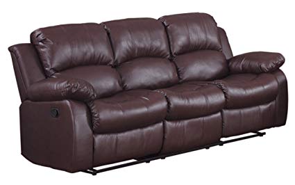 Amazon.com: Homelegance Double Reclining Sofa, Brown Bonded Leather