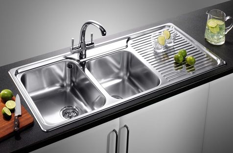 Kitchen Sink with drip tray. Love rectangle sinks that are wide