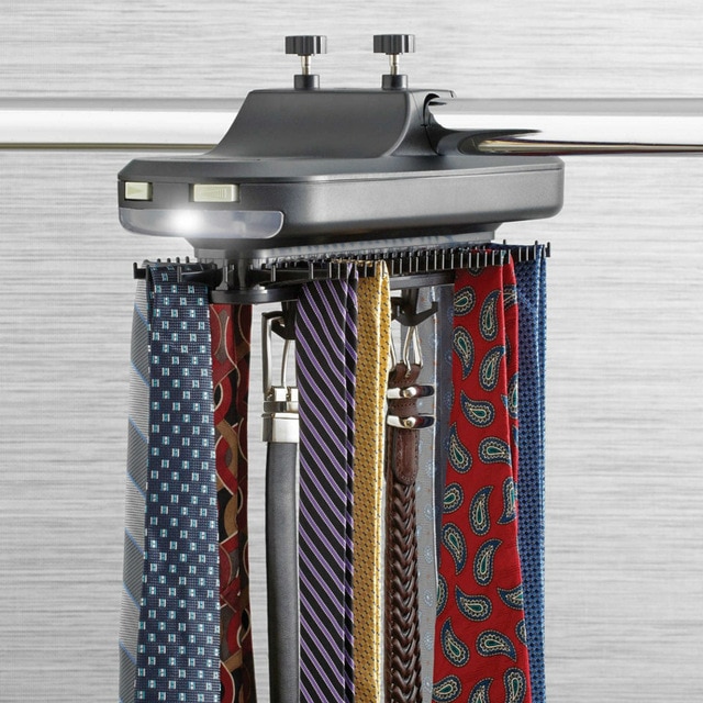 Rotating Tie Rack Automatic Tie Hanger Holds 64 Ties & 8 Belts with