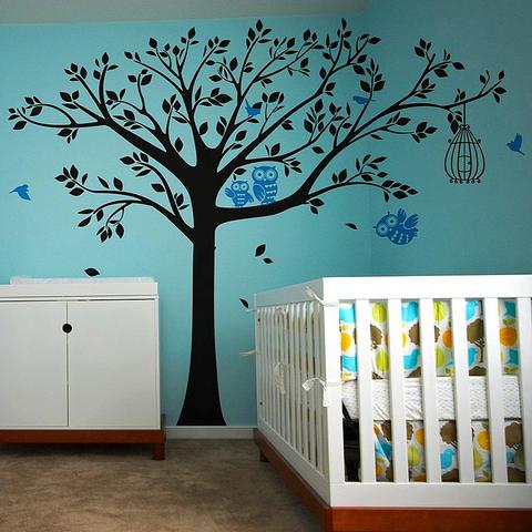 Nursery Tree with Cute Owls-Wall Decal