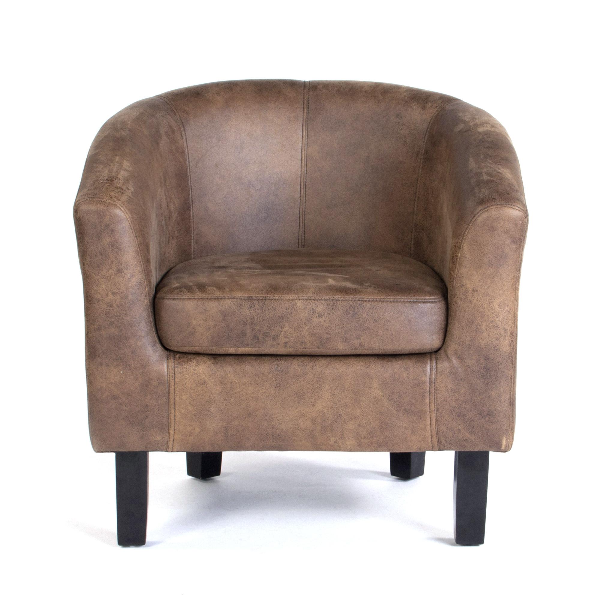 Faux Leather Tub Chair - Tan | Dunelm