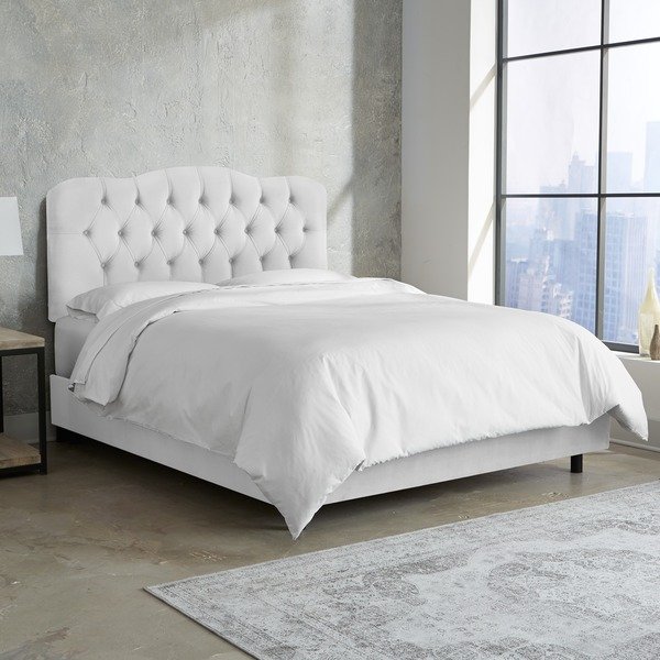 Shop Skyline Furniture White Velvet Tufted Bed - Free Shipping Today