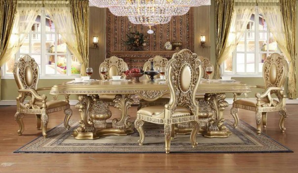 HD 8016 Classic Gold Finish Dining Set Homey Design Victorian