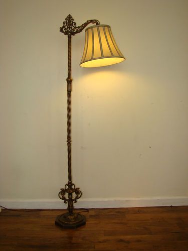 Antique Bridge Lamp Floor Lamp Vintage Early 1900s Cast Iron Dark