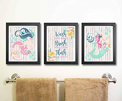 Amazon.com: Silly Goose Gifts Beautiful Mermaid Bathroom Wall Art