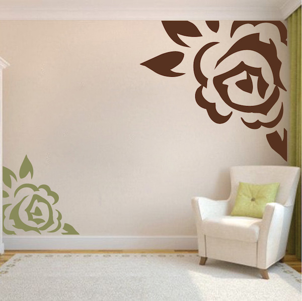 Corner Rose Vinyl Wall Art Design | Trendy Wall Designs